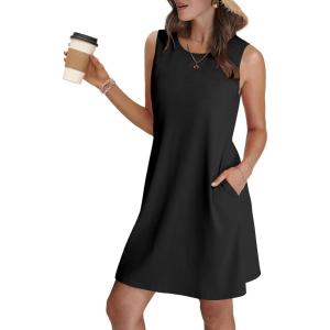 imageSAMPEEL Summer Dresses for Women 2025 Eyelet Sleeveless Sundresses Tank Dresses with PocketsEplain Black