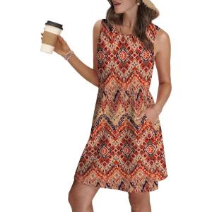 imageSAMPEEL Summer Dresses for Women 2025 Eyelet Sleeveless Sundresses Tank Dresses with PocketsFlora Boho