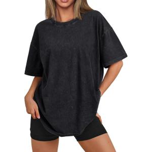 imageTrendy Queen Oversized Vintage T Shirts for Women Graphic Summer Top 2025 Y2k Short Sleeve Basic Cute Grunge ClothesBlack