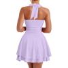 imageKaximil Womens Sexy Halter Ruffle Hem Mini Dress Ruched Waist Corset Short Party DressesPurple