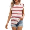 imageSAMPEEL Womens Tops Summer Dressy Casual Raglan Cap Sleeve T Shirts Basic Tee Shirts Trendy 2025Bright Red Stripe