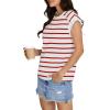 imageSAMPEEL Womens Tops Summer Dressy Casual Raglan Cap Sleeve T Shirts Basic Tee Shirts Trendy 2025Bright Red Stripe
