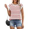 imageSAMPEEL Womens Tops Summer Dressy Casual Raglan Cap Sleeve T Shirts Basic Tee Shirts Trendy 2025Bright Red Stripe