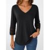 imageTrendy Queen 34 Length Sleeve Womens Tops V Neck Tunic Dressy Casual Business Ladies Fall Fashion Outfits 2025Black