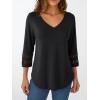 imageTrendy Queen 34 Length Sleeve Womens Tops V Neck Tunic Dressy Casual Business Ladies Fall Fashion Outfits 2025Black