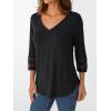 imageTrendy Queen 34 Length Sleeve Womens Tops V Neck Tunic Dressy Casual Business Ladies Fall Fashion Outfits 2025Black
