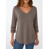 imageTrendy Queen 34 Length Sleeve Womens Tops V Neck Tunic Dressy Casual Business Ladies Fall Fashion Outfits 2025Coffeegrey