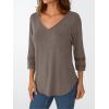 imageTrendy Queen 34 Length Sleeve Womens Tops V Neck Tunic Dressy Casual Business Ladies Fall Fashion Outfits 2025Coffeegrey