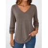 imageTrendy Queen 34 Length Sleeve Womens Tops V Neck Tunic Dressy Casual Business Ladies Fall Fashion Outfits 2025Coffeegrey