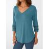 imageTrendy Queen 34 Length Sleeve Womens Tops V Neck Tunic Dressy Casual Business Ladies Fall Fashion Outfits 2025Cyan