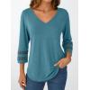 imageTrendy Queen 34 Length Sleeve Womens Tops V Neck Tunic Dressy Casual Business Ladies Fall Fashion Outfits 2025Cyan