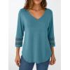 imageTrendy Queen 34 Length Sleeve Womens Tops V Neck Tunic Dressy Casual Business Ladies Fall Fashion Outfits 2025Cyan