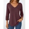 imageTrendy Queen 34 Length Sleeve Womens Tops V Neck Tunic Dressy Casual Business Ladies Fall Fashion Outfits 2025Winered