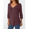 imageTrendy Queen 34 Length Sleeve Womens Tops V Neck Tunic Dressy Casual Business Ladies Fall Fashion Outfits 2025Winered