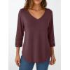 imageTrendy Queen 34 Length Sleeve Womens Tops V Neck Tunic Dressy Casual Business Ladies Fall Fashion Outfits 2025Winered