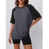 imageTrendy Queen Oversized Short Sleeve T Shirts for Women Workout Casual Summer Tops Loose Fit Cute Basic TeesBlackgrey