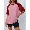 imageTrendy Queen Oversized Short Sleeve T Shirts for Women Workout Casual Summer Tops Loose Fit Cute Basic TeesRedpink