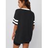 imageTrendy Queen Oversized TShirts for Women Short Sleeve V Neck Workout Summer Tops Casual Loost Fit Y2K Color Block TeesBlack
