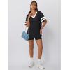 imageTrendy Queen Oversized TShirts for Women Short Sleeve V Neck Workout Summer Tops Casual Loost Fit Y2K Color Block TeesBlack