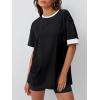 imageTrendy Queen Oversized Tshirts for Women Plus Size Summer Tops 2025 Workout Short Sleeve Shirts Color Block TeesBlack