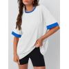 imageTrendy Queen Oversized Tshirts for Women Plus Size Summer Tops 2025 Workout Short Sleeve Shirts Color Block TeesWhite