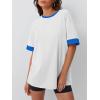 imageTrendy Queen Oversized Tshirts for Women Plus Size Summer Tops 2025 Workout Short Sleeve Shirts Color Block TeesWhite