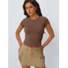 imageTrendy Queen Women Casual Short Sleeve T Shirts Summer Crewneck Raglan Tshirts Cute Tee Basic Crop TopsCoffee