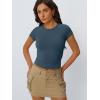 imageTrendy Queen Women Casual Short Sleeve T Shirts Summer Crewneck Raglan Tshirts Cute Tee Basic Crop TopsHaze Blue
