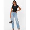 imageTrendy Queen Women Short Sleeve T Shirts 2025 Ribbed Summer Casual Basic Cute Tee Sexy Crop Tops Fitted ClothesBlack