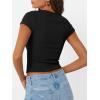 imageTrendy Queen Women Short Sleeve T Shirts 2025 Ribbed Summer Casual Basic Cute Tee Sexy Crop Tops Fitted ClothesBlack