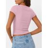imageTrendy Queen Women Short Sleeve T Shirts 2025 Ribbed Summer Casual Basic Cute Tee Sexy Crop Tops Fitted ClothesPink