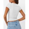 imageTrendy Queen Women Short Sleeve T Shirts 2025 Ribbed Summer Casual Basic Cute Tee Sexy Crop Tops Fitted ClothesWhite