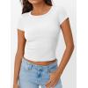 imageTrendy Queen Women Short Sleeve T Shirts 2025 Ribbed Summer Casual Basic Cute Tee Sexy Crop Tops Fitted ClothesWhite