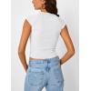 imageTrendy Queen Womens Cap Sleeve Shirts Ribbed Knit Summer Top 2025 Basic Cute Y2k Tee Crop ClothesWhite