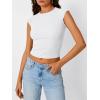 imageTrendy Queen Womens Cap Sleeve Shirts Ribbed Knit Summer Top 2025 Basic Cute Y2k Tee Crop ClothesWhite