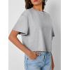 imageTrendy Queen Womens Crop Tops Oversized Workout Tshirts Short Sleeve Tees Summer Spring 2025 Casual Trendy Fashion ClothesGrey