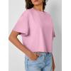 imageTrendy Queen Womens Crop Tops Oversized Workout Tshirts Short Sleeve Tees Summer Spring 2025 Casual Trendy Fashion ClothesPink