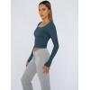 imageTrendy Queen Womens Long Sleeve Shirts Crop Tops Fall Fashion 2025 Square Neck Going Out Basics Tees Y2k ClothesHaze Blue