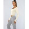 imageTrendy Queen Womens Long Sleeve Shirts Crop Tops Fall Fashion 2025 Square Neck Going Out Basics Tees Y2k ClothesLight Apricot