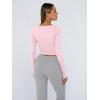 imageTrendy Queen Womens Long Sleeve Shirts Crop Tops Fall Fashion 2025 Square Neck Going Out Basics Tees Y2k ClothesPink