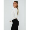 imageTrendy Queen Womens Long Sleeve Shirts Going Out Basic Crop Tops Fashion Y2k Workout Clothes Square Neck Fall OutfitsWhite