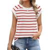 imageSAMPEEL Womens Tops Summer Dressy Casual Raglan Cap Sleeve T Shirts Basic Tee Shirts Trendy 2025Bright Red Stripe