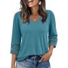 imageTrendy Queen 34 Length Sleeve Womens Tops V Neck Tunic Dressy Casual Business Ladies Fall Fashion Outfits 2025Cyan