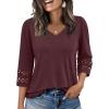 imageTrendy Queen 34 Length Sleeve Womens Tops V Neck Tunic Dressy Casual Business Ladies Fall Fashion Outfits 2025Winered