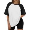 imageTrendy Queen Oversized Short Sleeve T Shirts for Women Workout Casual Summer Tops Loose Fit Cute Basic TeesBlackwhite