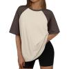 imageTrendy Queen Oversized Short Sleeve T Shirts for Women Workout Casual Summer Tops Loose Fit Cute Basic TeesBrownapricot
