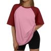 imageTrendy Queen Oversized Short Sleeve T Shirts for Women Workout Casual Summer Tops Loose Fit Cute Basic TeesRedpink
