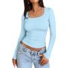 imageTrendy Queen Womens Long Sleeve Shirts Crop Tops Fall Fashion 2025 Square Neck Going Out Basics Tees Y2k ClothesBaby Blue