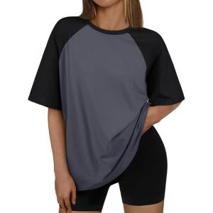 imageTrendy Queen Oversized Short Sleeve T Shirts for Women Workout Casual Summer Tops Loose Fit Cute Basic TeesBlackgrey