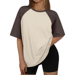 imageTrendy Queen Oversized Short Sleeve T Shirts for Women Workout Casual Summer Tops Loose Fit Cute Basic TeesBrownapricot